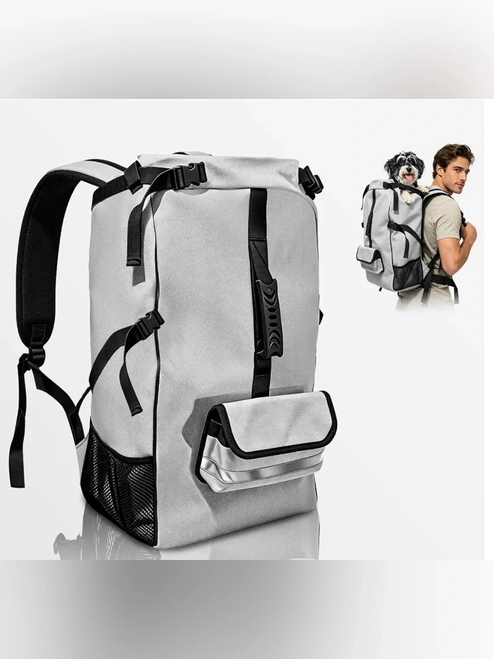 Dog Gray Travel Backpack with GRAY With Black Accents